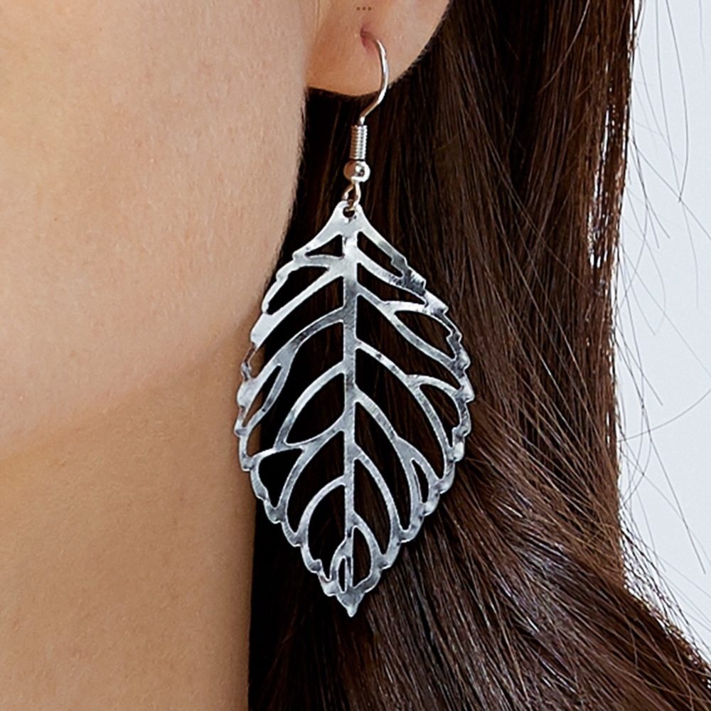 Silver Lightweight Laser-cut Leaf Earrings